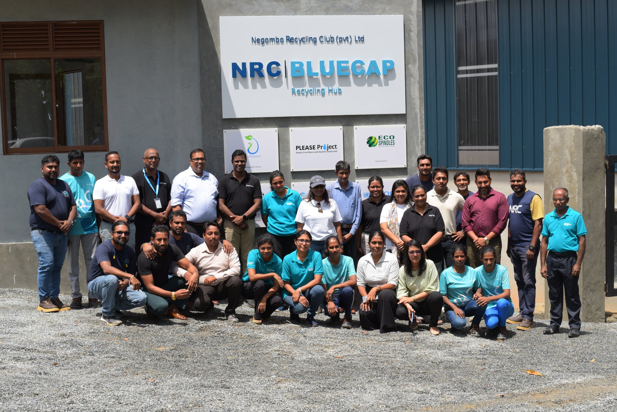 The NRC and BLUECAP team in front of the recycling hub in Millaniya.